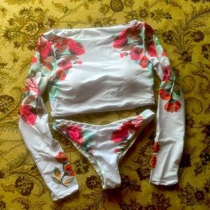 Long Sleeve Swim Top Bikini Large